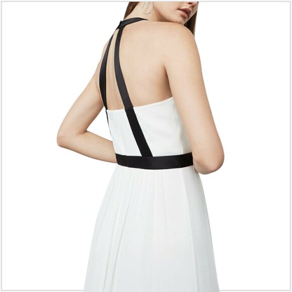 BCBGMaxazria BCBG Tacarra Long Off White w/ Black Trim Eve Gown Dress NWT NEW 4 - Picture 2 of 6